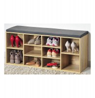 Meuble à chaussures d'intérieur - banc en bois avec coussin pour l'e