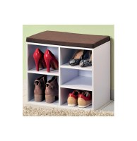 Meuble à chaussures d'intérieur - banc blanc avec coussin pour l'ent