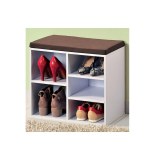 Meuble à chaussures d'intérieur - banc blanc avec coussin pour l'ent