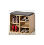 Meuble à chaussures d'intérieur - banc en bois avec coussin pour l'e