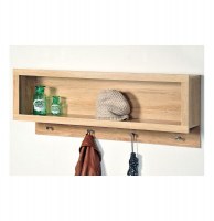 Etagère murale avec 4 crochets - meuble de rangement