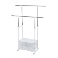 Portant à vêtements avec 4 tiroirs - white star - rangement