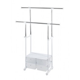 Portant à vêtements avec 4 tiroirs - white star - rangement