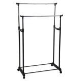 Portant à vêtements réglable - 2 barres extensibles - rangement du