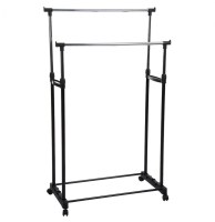 Portant à vêtements réglable - 2 barres extensibles - rangement du