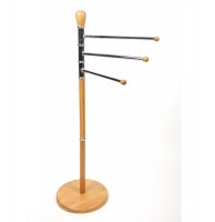 Porte serviettes en métal et bambou - 3 barres de séchage