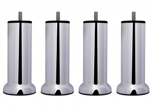 Pieds de lit Métal Chromé avec socle Ø70mm hauteur 150mm Ø51mm
