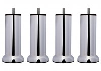 Pieds de lit Métal Chromé avec socle Ø70mm hauteur 150mm Ø51mm