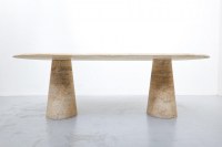 TABLE RECTANGULAIRE MARBRE TRAVERTIN STELLA MEUBLES