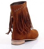 Boots cloutés à franges Cacao