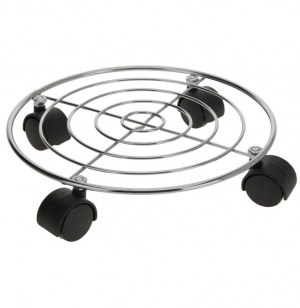 Support à roulettes pour pot - chromé - jardin