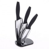 Bloc de 3 couteaux avec lames en céramique - manches douceur - ustens