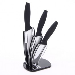 Bloc de 3 couteaux avec lames en céramique - manches douceur - ustens