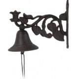 Cloche en fonte - feuilles - accessoire d'extérieur