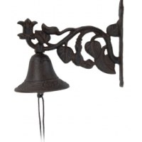 Cloche en fonte - feuilles - accessoire d'extérieur