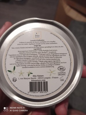 Beurre de karité bio vegan