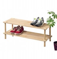 Range chaussures en bois clair - 2 niveaux