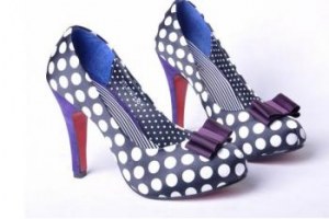 Escarpins à talons noeuds imprimés Pois Violet