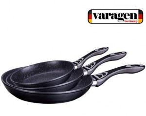 Set de 3 Poêles Revêtement Pierre Marble