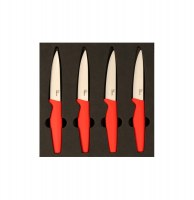 Couteaux céramiques manches antidérapants rouges - coffret de 4 cout