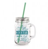 Mug verre avec paille - - 440 ml