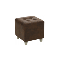 Pouf effet cuir - léandre - meuble