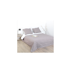 Dessus de lit et 2 taies d'oreillers arabesques - 240 x 260 cm - taupe