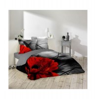 Parure de lit 3 pièces - imprimé gerbera rouge- 240 x 220 cm