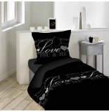 Parure de lit 2 pièces - imprimé love noir - 140 x 200 cm