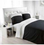 Parure de lit 3 pièces - bicolore blanc et noir - 240 x 220 cm