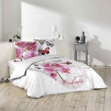 Parure de lit 3 pièces - imprimé fleur - 260 x 240 cm