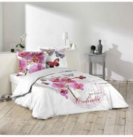 Parure de lit 3 pièces - imprimé orchidée - 240 x 220 cm