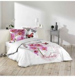 Parure de lit 3 pièces - imprimé orchidée - 240 x 220 cm