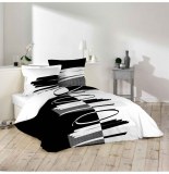 Parure de lit 3 pièces - graphique noir et blanc - 260 x 240 cm