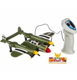 Avion télécommandé biplan militaire - vert - jouets enfants