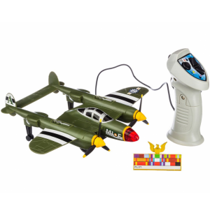 Avion télécommandé biplan militaire - vert - jouets enfants Destockage