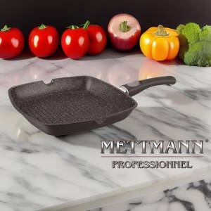 Poêle Grill 28cm, manche amovible revêtement Greblon C2+ en "marbre" Mettmann Professio...