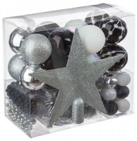 Kit de boules de no Ğl - argentées - 44 pièces