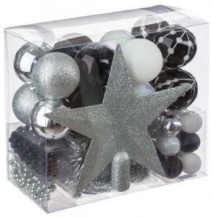 Kit de boules de no Ğl - argentées - 44 pièces