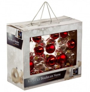 Kit de boules de no Ğl - 42 pièces - rouge