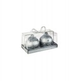 Bougie boules de no Ğl - lot de 2 - d 7,5 cm - argent
