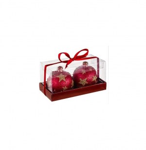 Bougie boules de no Ğl - lot de 2 - d 6,5 cm - rouge