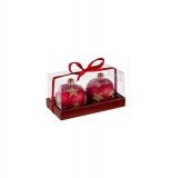 Bougie boules de no Ğl - lot de 2 - d 6,5 cm - rouge