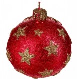 Bougie boule de no Ğl - d 9 cm - rouge