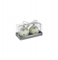 Bougie boule de no Ğl - lot de 2 - blanc