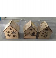 Chalet de no Ğl à accrocher - led - bois