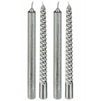 Bougie bâton - lot de 4 - argent