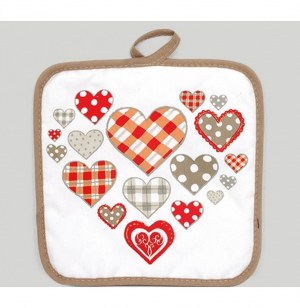 Manique de cuisine avec motifs coeurs - anicette