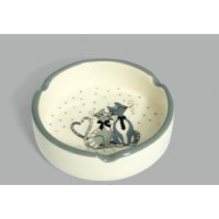 Cendrier avec motifs chats - mistigris - blanc