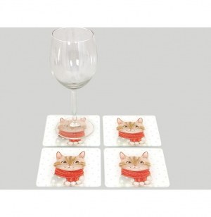 Dessous de verres - lot de 4 - chaton
